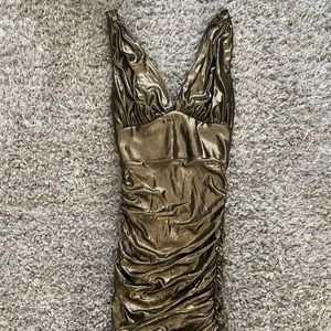 BEBE Gold Mini Dress Size S - Pre Owned